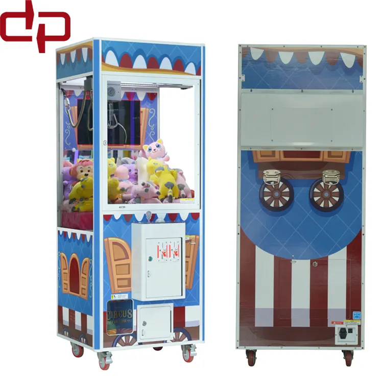 Arcade machine coin pusher crane lifting claw gaming machine with screen for advertising
