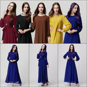 Latest Designs Elegant Hijab Dresses Belt With Bow <strong>Chiffon</strong> Plain New Model <strong>Abaya</strong> in Dubai - Product Image 5