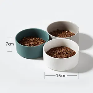 Großhandel anpassen Anti-Rutsch-Bambus Keramik Pet Bowl Keramik Pet Rack mit Schüssel Pet Feeding Food Display Rack