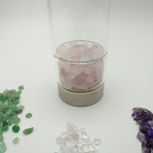 Botella de agua de cristal de energía, libre de bpa, curativa, mineral, Chip, amatista, piedras preciosas, botellas de agua, piedras preciosas caídas en la parte inferior de la botella - Product Image 5