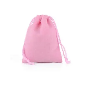 7cm x9cm China supplier stock small pink drawstring velvet bag with cheapest price for jewelry and make up storage