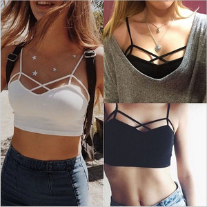 Nueva Mujeres Sexy Cut Out Blanco Bra Bustier Crop Tank Tops Halter Camisola - Product Image 2