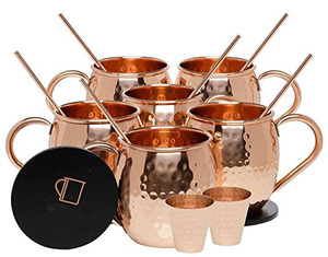 Everich alta calidad de doble pared de acero inoxidable taza de cerveza Moscú mula cobre set de 4 - Product Image 1