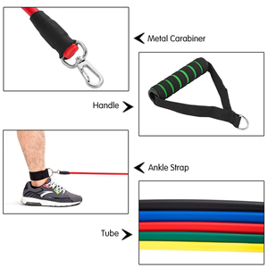 Best Price 11-Piece TPE Latex <strong>Nylon</strong> Toning Tubes Set for Fitness Ankle Resistance Bands for Strength <strong>Training</strong> Body Building Gym - Product Image 2