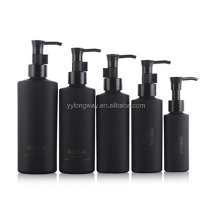 100ml 120ml 200ml round fancy frosted PET black plastic lotion pump bottle for hair oil shampoo cosmetic