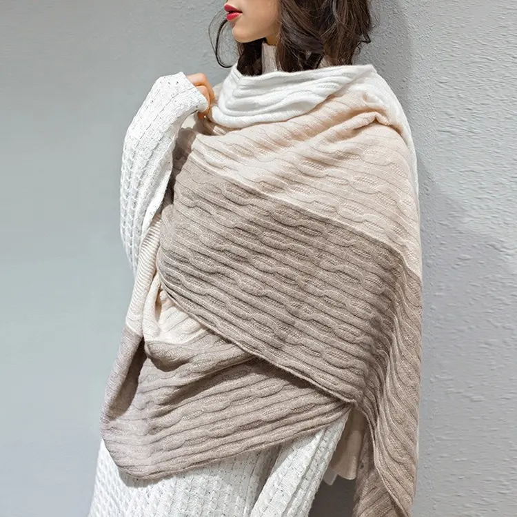 Wholesale oversized knitted woman wool crochet scarf shawl