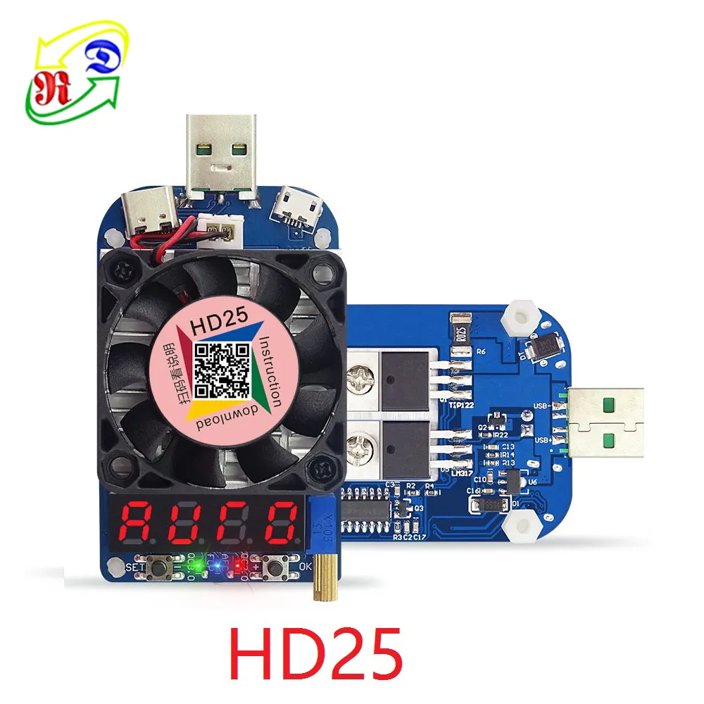 RD HD25 방아쇠 기능 짐 USB 공용영역 출력 건전지 검사자 조정가능한 현재 25w 지적인 전자 짐