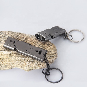Yüksek Kaliteli Çift Boru Yüksek Desibel Paslanmaz çelik <span class=keywords><strong>A</strong></span>çık Acil imdat düdüğü Anahtarlık Amigo Düdük - Product Image 3