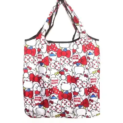 Wholesale custom polyester cartoon pattern portable storage bag folding supermarket shopping bags