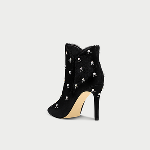 Botas de pelo de caballo negro con perlas para <span class=keywords><strong>mujer</strong></span>, modelo a la moda, nuevo, invierno, 2018 - Product Image 2