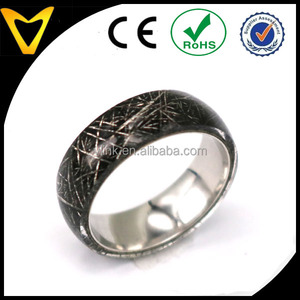 Titanium wedding band con meteorito superposición nuevo diseño meteorito joyería - Product Image 3