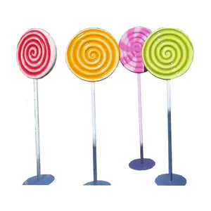 Grande Waterproof Fiberglass Animal-Pattern Lollipop Decorações Giant Candy Cane para Decoração de Natal ao ar livre