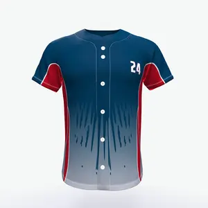 Tonton Sportswear 100% Polyester Full Button Men Custom Sublimated Baseball Jersey
