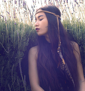 Bohemian Lông Vải Headband Cô Gái Headband Gỗ Đàn Hồi Đính Cườm Headband - Product Image 1