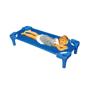 Kindergarten school furniture kids bed preschool plastic stackable bed cheap bed for wholesale