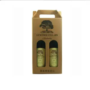 Yilucai custom brown kraft carton box 2 pack wine bottle carry box