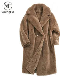 Nieuwe Aankomst Max Merk Teddyjas Winter Luxe Lamsbont Jas Vrouwen Schapenhuid Bontjas Jas