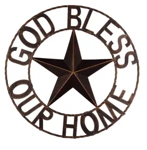 Antique Circle Dark Brown Wall Decor Metal Barn Star With Letters