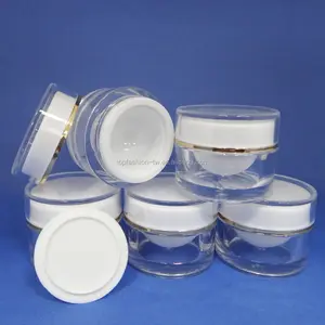 5 Pcs 10g Plastic Jar Make up Cream Cosmetic Double Wall Container Case for Skin Care Products (AY190P(10)-C=5 pcs)