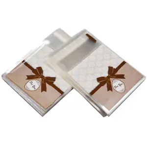 50 adet sevimli yay tasarım kek hediye paketleme OPP çantası beyaz/şeffaf plastik şeker bisküvi bisküvi çanta düğün parti malzemeleri