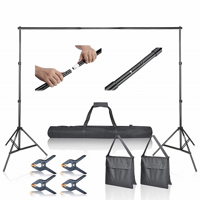 Photo Video Studio 10Ft Adjustable Background Stand Backdrop Support System Kit with Carry Bag