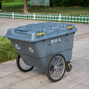 Grande capacité 400L en plastique déchets peut poubelle bin avec quatre roues - Product Image 1