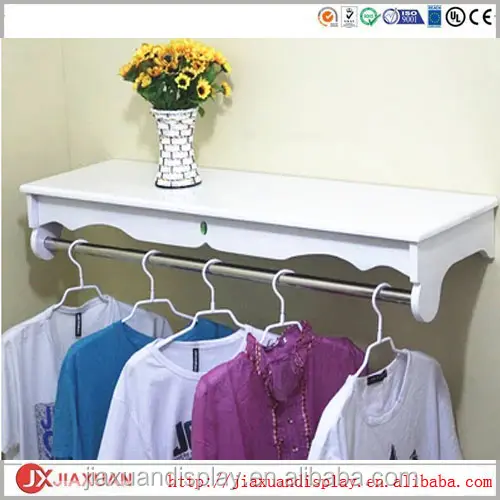 wood clothing hanging wall shelf, cloth folding wall shelf, clothes display wall shelf