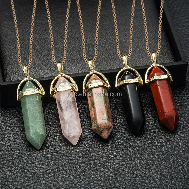 Collares de piedra Natural en forma de bala para mujer, colgante de cuarzo con gema de cristal Turquesa