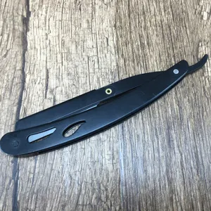 Thép Không Gỉ Barber Shop Custom Logo Straight Razor Màu Đen - Product Image 1
