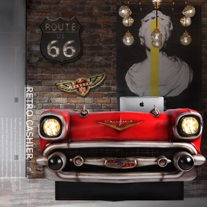 Industrial <span class=keywords><strong>Vintage</strong></span> Testa di Auto A Forma di Tavolo Bancone <span class=keywords><strong>Bar</strong></span> Mobili di Design di Colore Rosso Per Ufficio Reception Contatore - Product Image 2