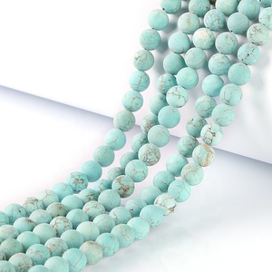 <span class=keywords><strong>Turquoise</strong></span> <span class=keywords><strong>bleu</strong></span> pierre naturelle mate, perles rondes <span class=keywords><strong>turquoise</strong></span> givrées en vrac pour la fabrication de bijoux - Product Image 1