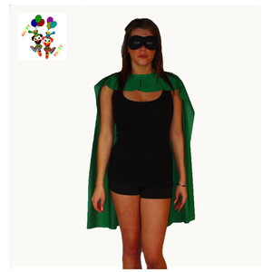 Capes de super-héros pour adultes en satin imprimé personnalisé de couleur verte bon marché avec masque pour les yeux HPC-0588 - Product Image 1