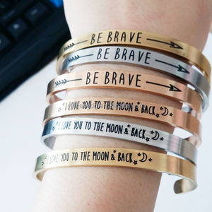 Brazalete de Acero Inoxidable con Frase Inspiradora, Brazalete Personalizado Unisex con <span class=keywords><strong>Mantra</strong></span> - Product Image 4