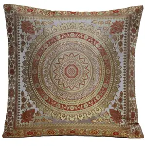 غطاء الوسادة الديباج ماندالا وسادة يغطي الحرير الهندي ديكور مربع 16x16 أريكة ، وسادة غشايات الوسائد اليدوية غطاء الوسادة/