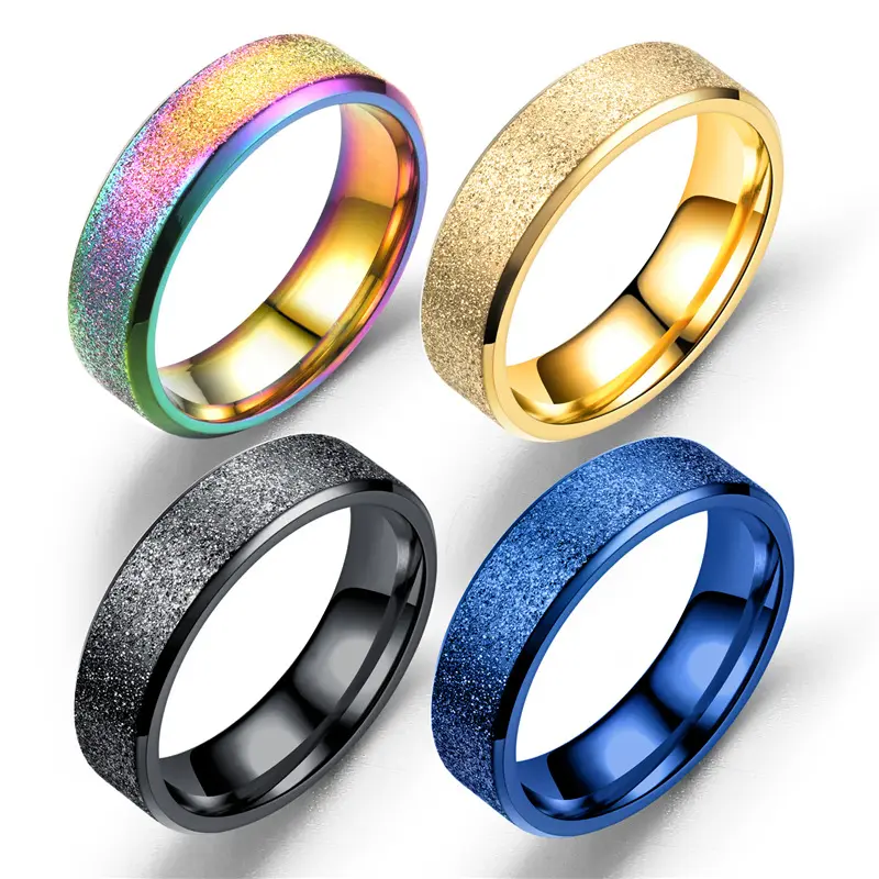 Scrub Rings accessori per sabbia commercio all'ingrosso in acciaio al titanio colorato colore perla gioielli in acciaio inossidabile nuovo iosso semplice 6mm 6.5g