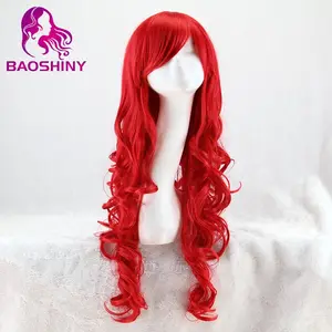Wig Cosplay Panjang Bergelombang Merah 80 Cm Wig Rambut Sintetis Pabrik Langsung, Kualitas Tinggi & Harga Bagus