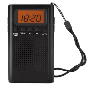 LED display FM Radio Station FM Broadcast Equipment Digital Mini Small Pocket Stereo Headphones Design AM FM Portable Radio