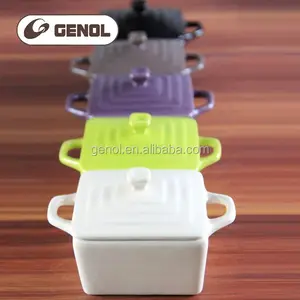 Piring Pasokan Pabrikan Kaserol Mini Disesuaikan Set Kaserol Persegi Panjang Piring Cocottes Keramik Modern
