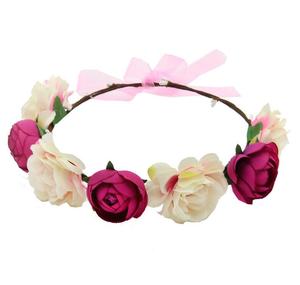 Ajustable <span class=keywords><strong>tela</strong></span> <span class=keywords><strong>de</strong></span> novia corona Rosa diadema Artificial guirnaldas <span class=keywords><strong>de</strong></span> <span class=keywords><strong>flores</strong></span> para las niñas - Product Image 2