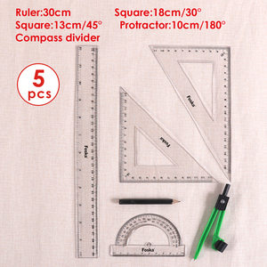Juego <span class=keywords><strong>de</strong></span> Reglas Geométricas <span class=keywords><strong>de</strong></span> Plástico Transparente para Niños, 5 Piezas, en Blister, para Material Escolar - Product Image 2