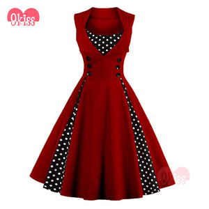 9 beso <span class=keywords><strong>Mujeres</strong></span> Más El Tamaño de Lunares Oscilación 50 s Vintage Vestido Retro - Product Image 3