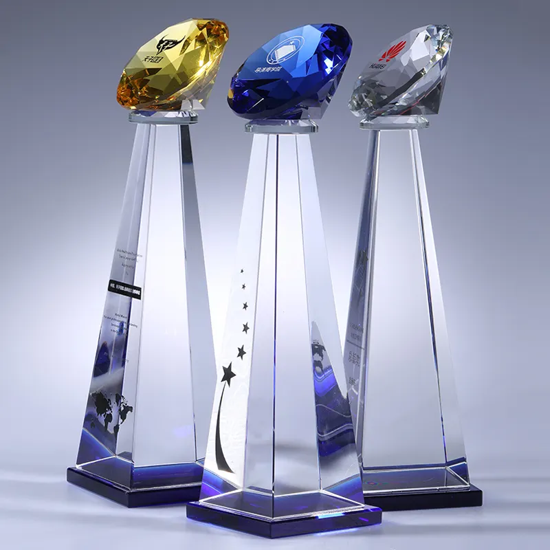 Premio trofeo de diamantes de cristal de nuevo diseño