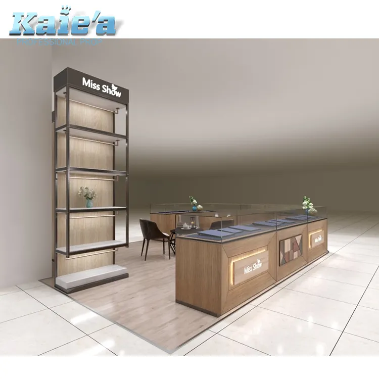 Luxurious wood jewelry kiosk showcase furniture to store jewelry