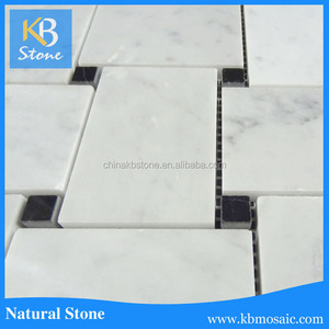 Bianco carrara mestizo negro puntos mosaico de mármol - Product Image 3