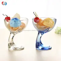 Personalized Stylish Ice Cream Bowls With Stem Clear Glass Pedestal Glass Goblet