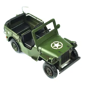 Modelo de carro clássico antigo, modelo de carro do exército, retrô, vintage, forjado à mão, artesanato, para decoração de casa/pub/café ou aniversário gft