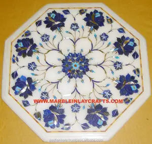 สวยหินอ่อนสีขาวที่มี Lapis Lazuli หินโต๊ะกาแฟ - Product Image 1