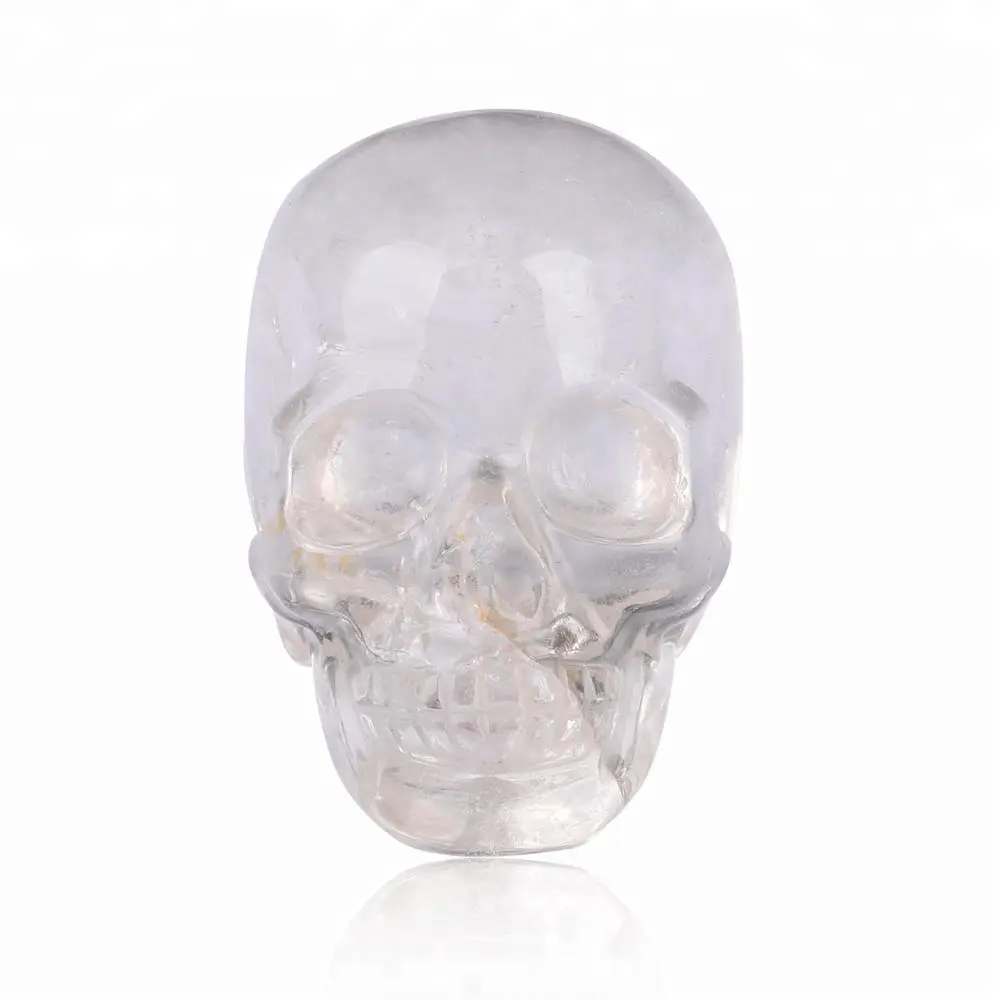 Personalizar cráneo de cristal de piedra de cuarzo Natural pulido limpio