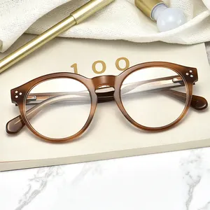 Acétate spécialisé de haute qualité rond coloré italiy lunettes montures de lunettes optiques en stock ordinateur lunettes de lumière bleue