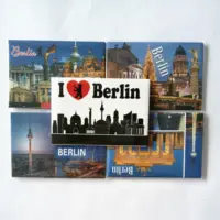 कस्टम मुद्रित बर्लिन पेरिस टिन धातु पर्यटक स्मारिका शहरों फ्रिज चुंबक